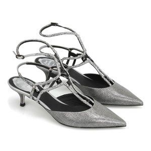 Rene Caovilla, Low sling-back jewel pumps, Silver